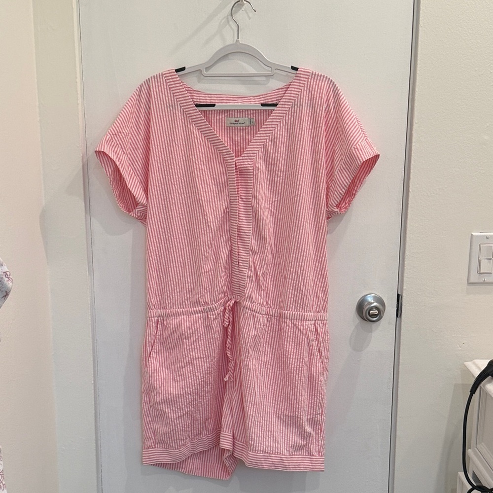 Vineyard Vines Pink & White Striped Short Romper